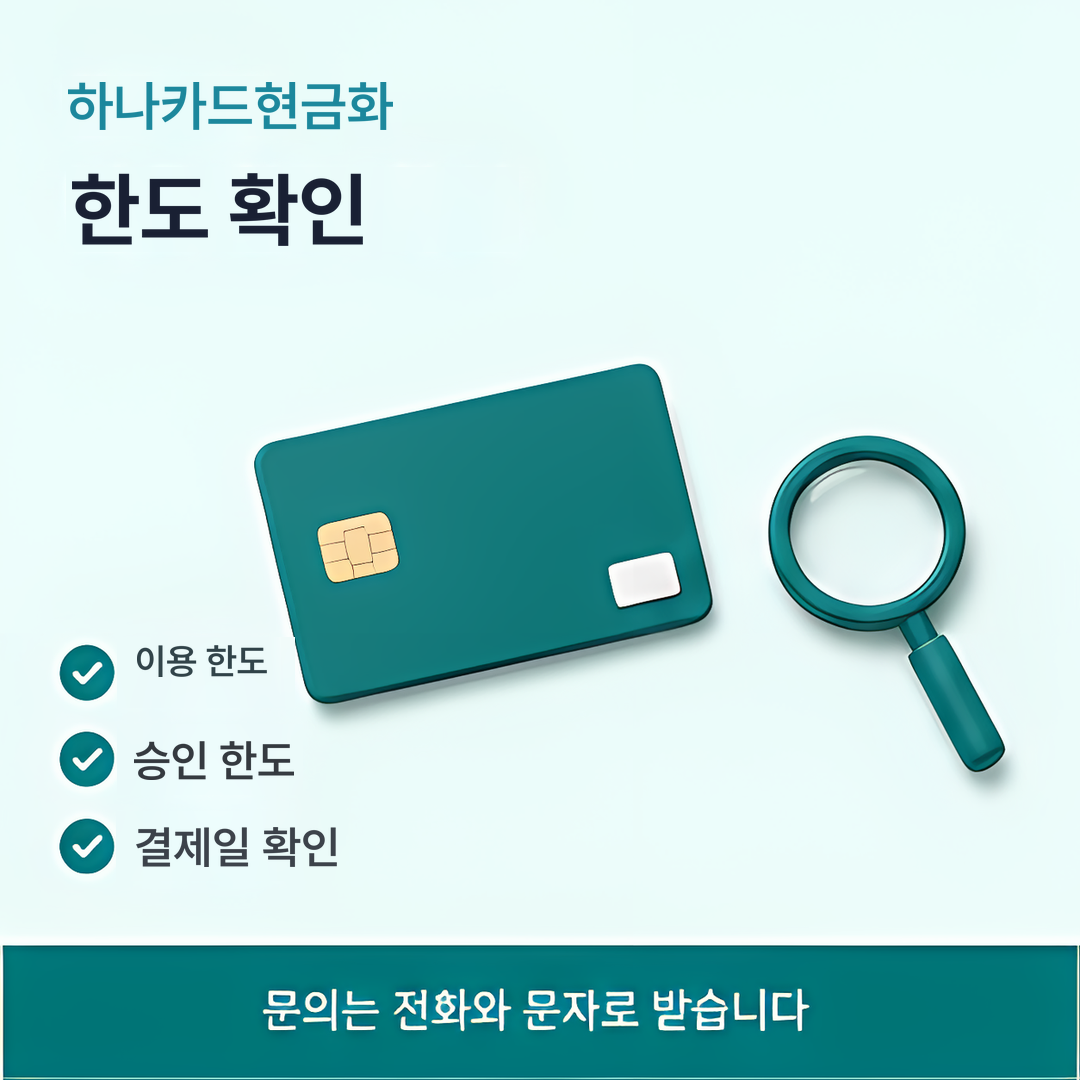 다음머니 하나카드현금화 한도 확인 안내
