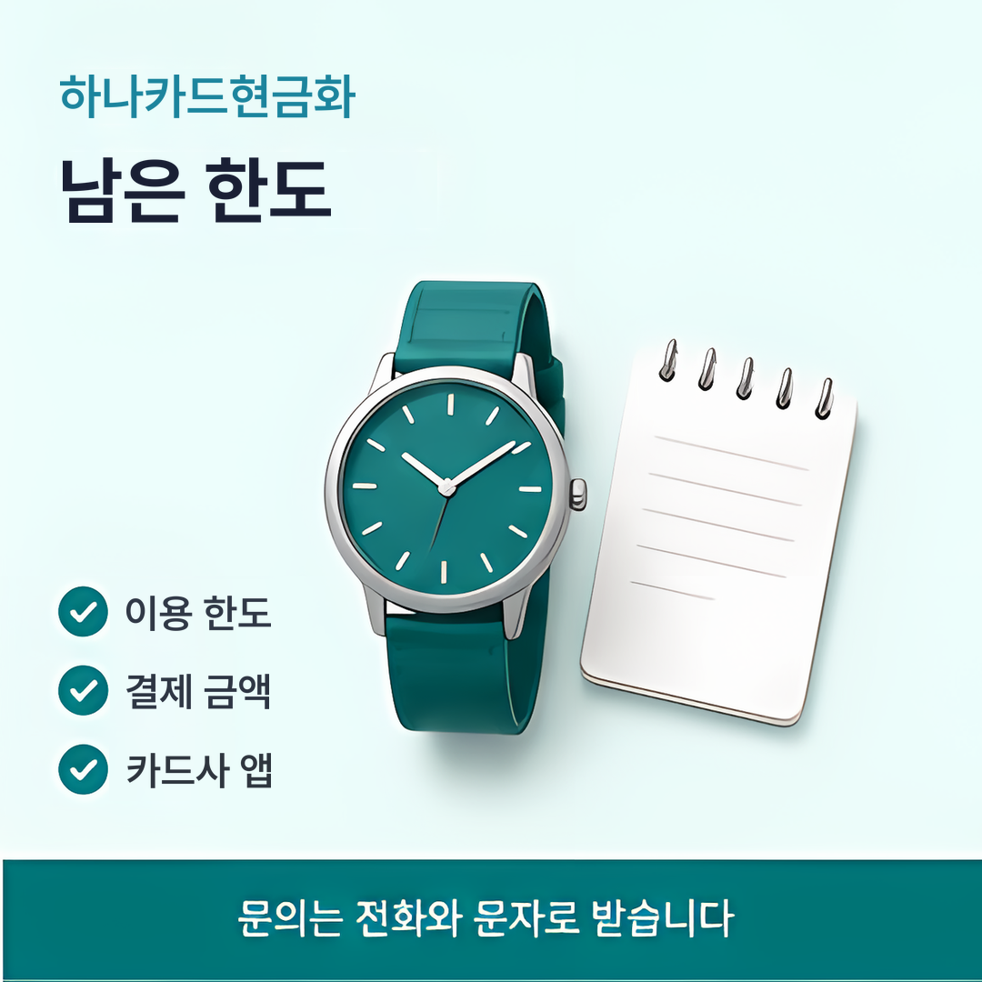 다음머니 하나카드현금화 남은 한도 안내