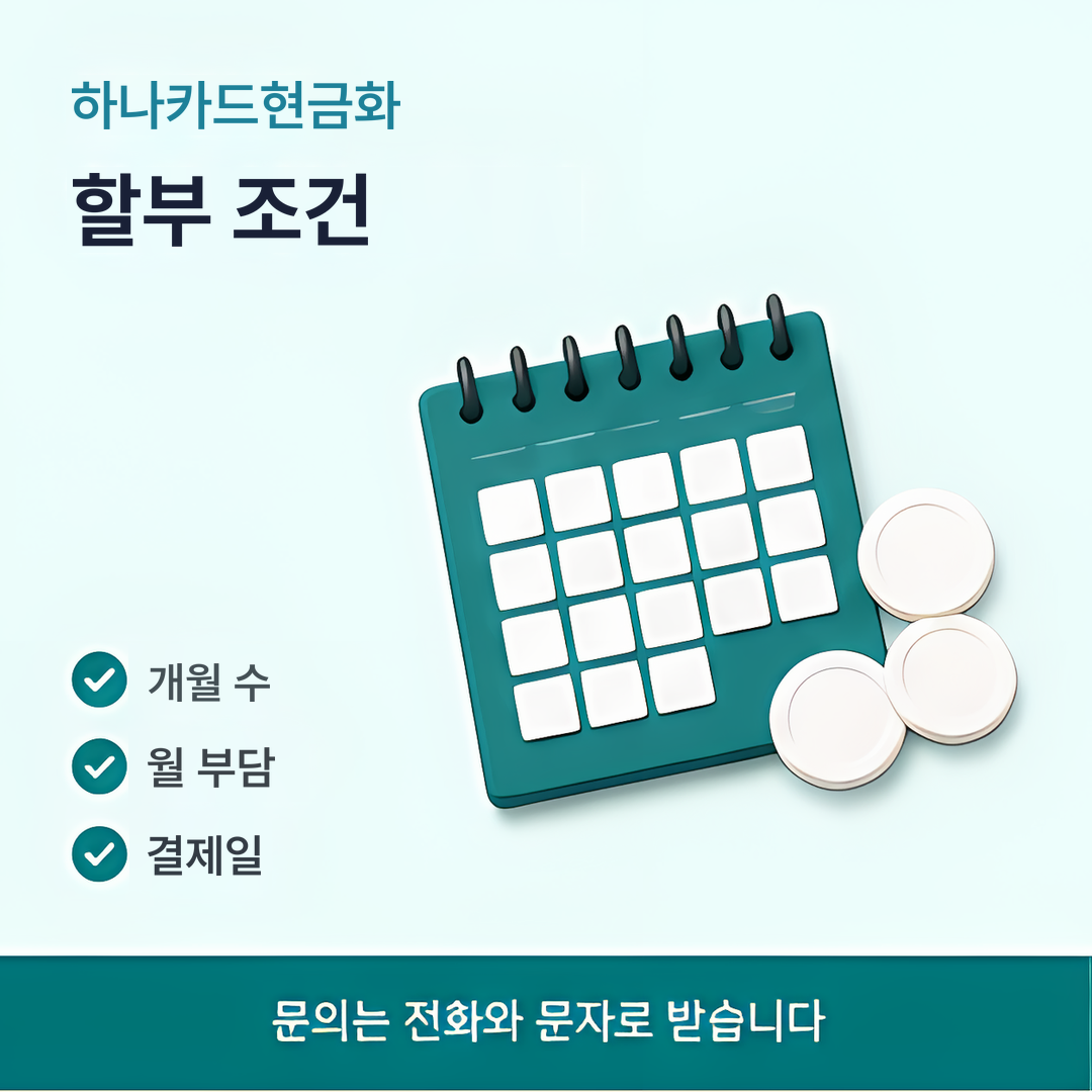 다음머니 하나카드현금화 할부 조건 안내